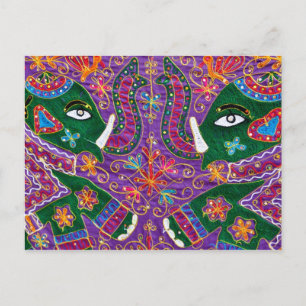 Carte postale indienne Elephant Tourist Fabric