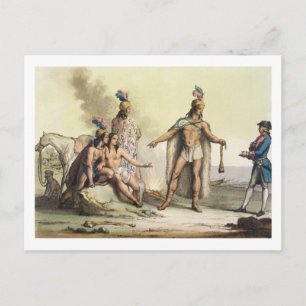 Carte Postale Indiens de Patagonie, Chili, saluant un Européen