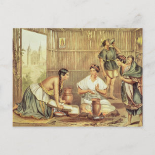Carte Postale Indiens préparant des tortillas