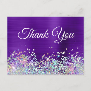 Carte Postale Indigo Violet Pailleté Holo Merci