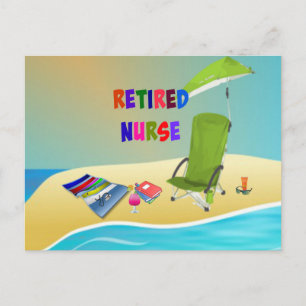 Carte Postale Infirmière à la retraite, amusante au soleil