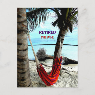 Carte Postale Infirmière à la retraite - Hamac à la plage