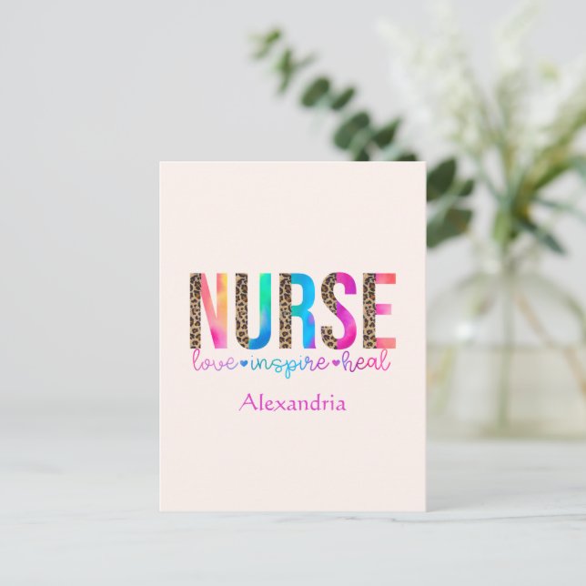 Carte Postale Infirmière - Aimer, Inspirer, Guérir (Debout devant)