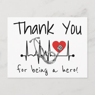 Carte Postale Infirmière Docteur Coeur Stethoscope Merci de soin