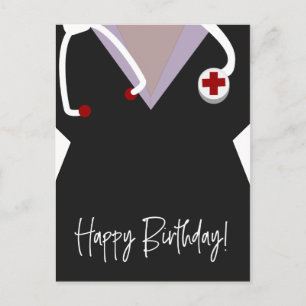 Carte Postale Infirmière Docteur Vétérinaire Personnage Uniforme