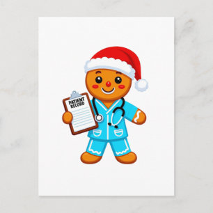 Carte Postale Infirmière en pain d'épices Noël 2026 Vacances San