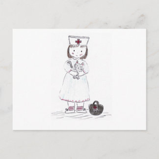 Carte Postale Infirmière et Kitten