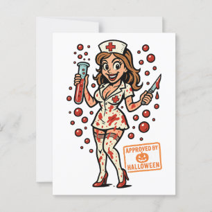 Carte Postale Infirmière Halloween - Caricature Déplaisante