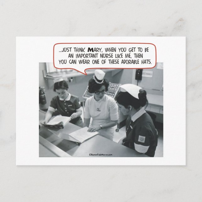 Carte Postale Infirmière importante - Casquette adorable (Devant)
