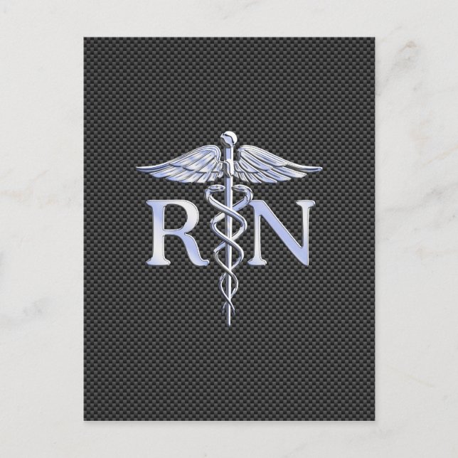 Carte Postale Infirmière inscrite RN Caduceus Snakes Carbon (Devant)