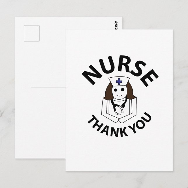 Carte Postale Infirmière Merci (Devant / Derrière)