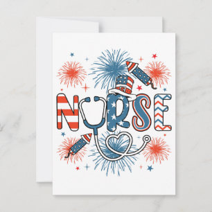 Carte Postale Infirmière patriotique du 4 juillet carré