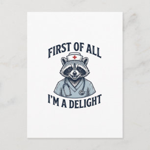 Carte Postale Infirmière Raton Laveur Drôle Avant Tout Je Suis U