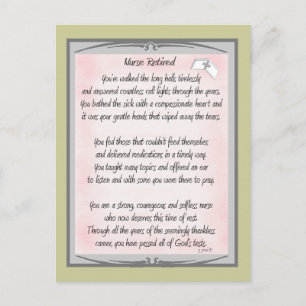 Carte Postale Infirmière retraitée Cadeaux poèmes par ~~Gail Gab