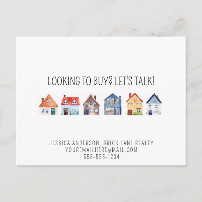 Carte Postale Informations de contact promotionnelles de l'agent (Devant)