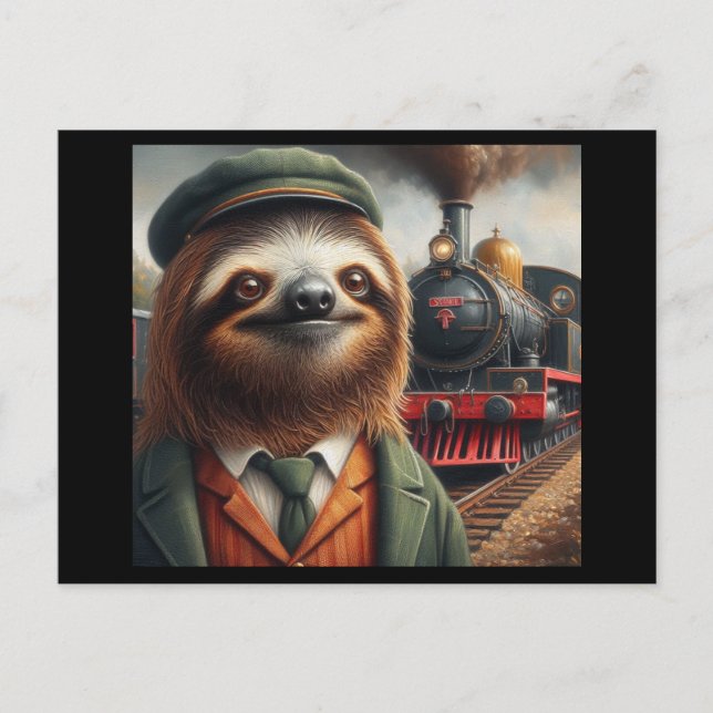 Carte Postale Ingénieur de train Sloth (Devant)