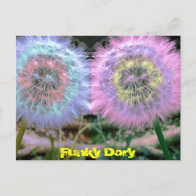 Carte Postale Inhabituel Funky Blue / Lilac Flowers Pop Art (Devant)