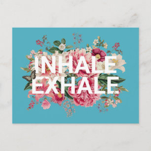 Carte Postale Inhale Exhale Florale Typographie