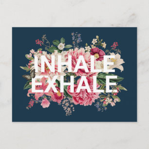 Carte Postale Inhale Exhale Florale Typographie