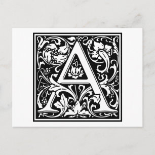 Carte Postale Initiale décorative "A" de lettre