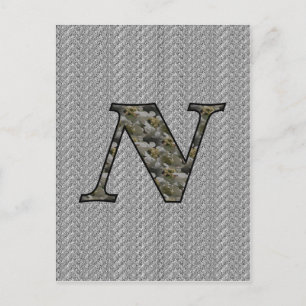 Carte postale initiale monogramme N Hydrangea Flor