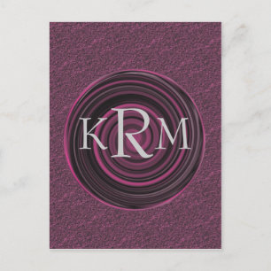Carte Postale Initiales de monogramme tourbillons prune personna