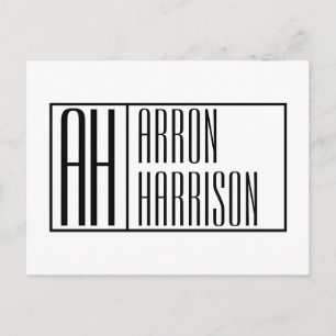 Carte Postale Initiales minimes modernes et logo de nom