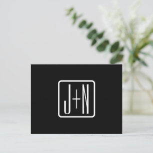 Carte Postale Initiales Monogrammées Modernes   Noir & Blanc