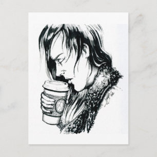Carte Postale Inktober 2018 Jour 1- Une tasse de café