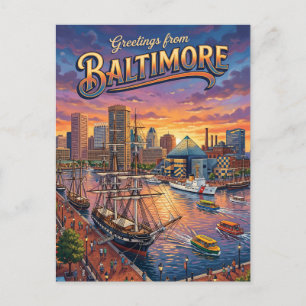 Carte Postale Inner Harbor, Baltimore États-Unis