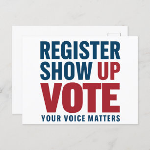 Carte Postale Inscrivez-vous Montrer Voter Votre Voix Compte Éle