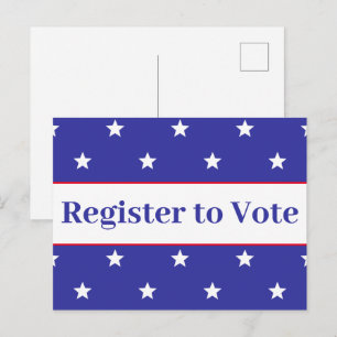Carte Postale Inscrivez-vous pour voter rouge blanc et bleu