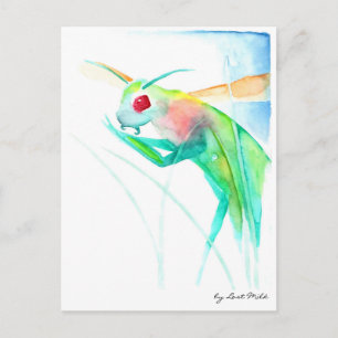 Carte Postale Insecte manchot dans les aquarelles colorées