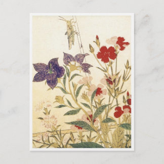Carte Postale Insectes et fleurs d'Utamaro