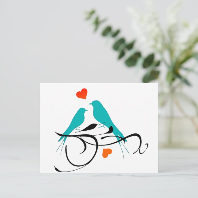 Carte Postale Inséparables bleus (Debout devant)