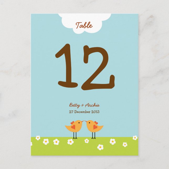 Carte Postale Inséparables de caricatures mignons (jour) Mariage (Devant)