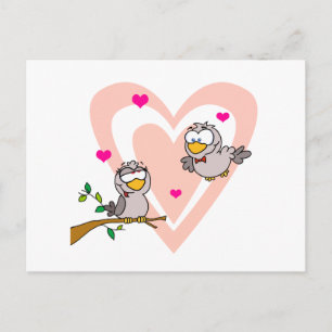 Carte Postale inséparables de dessins animés mignons