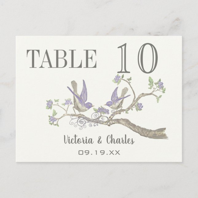 Carte Postale Inséparables gris et mauve poussiéreux Numéro de t (Devant)