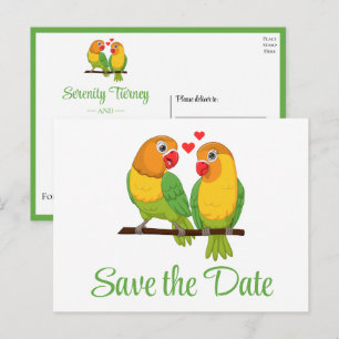 Carte Postale Inséparables Mariage Oiseaux en Amour Enregistrez