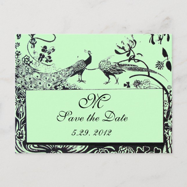 Carte Postale INSÉPARABLES mariages MONOGRAM noir et blanc vert (Devant)