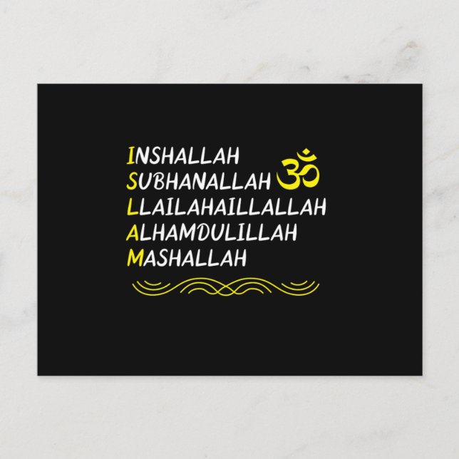 Carte Postale Inshallah Mashallah Musulman Islam Allah Mosque Ca (Devant)