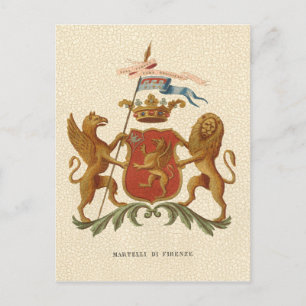 Carte Postale Insigne héraldique avec Griffin et Lion