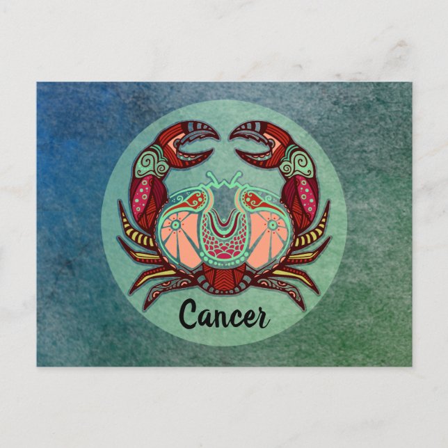 Carte Postale Insigne rétro du crabe du cancer (Devant)