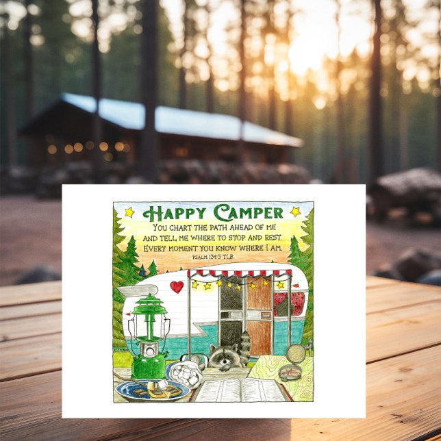 Carte postale inspirante Happy Camper (Créateur téléchargé)