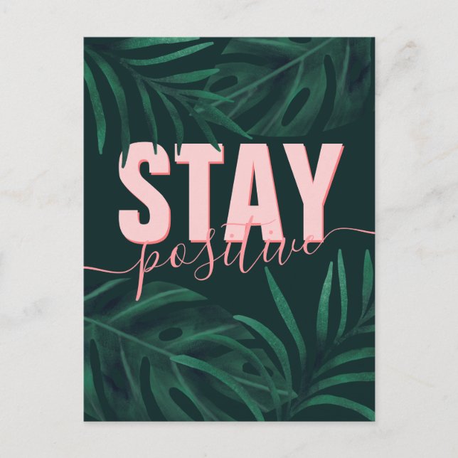 Carte Postale Inspiration rose séjour positif police tropicale f (Devant)