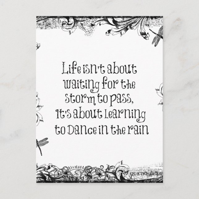 Carte Postale Inspirational Learning to dance in the Rain Citati (Devant)