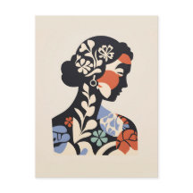 Carte Postale Inspiré Matisse - Visage D'Une Femme