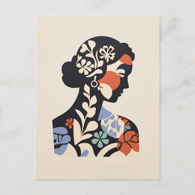 Carte Postale Inspiré Matisse - Visage D'Une Femme (Devant)