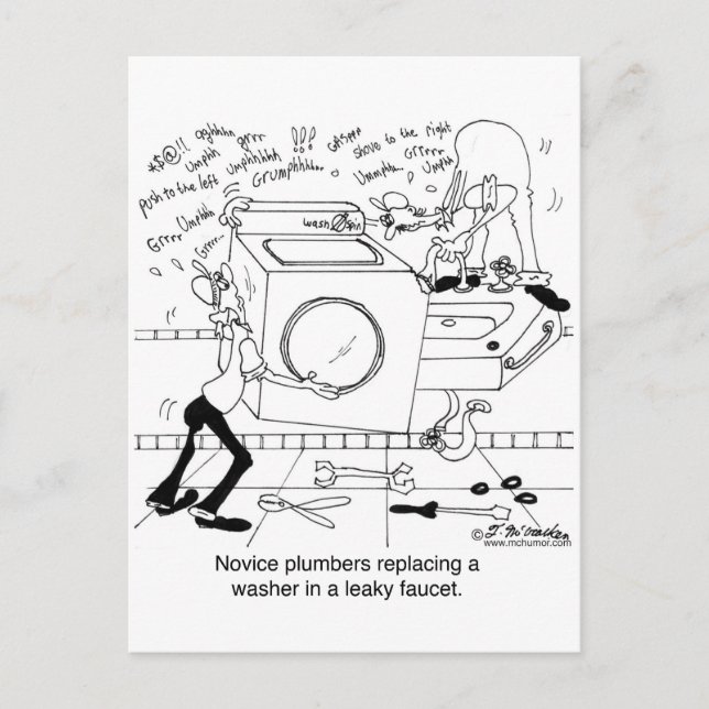 Carte Postale Installation d'une laveuse par des plombiers (Devant)