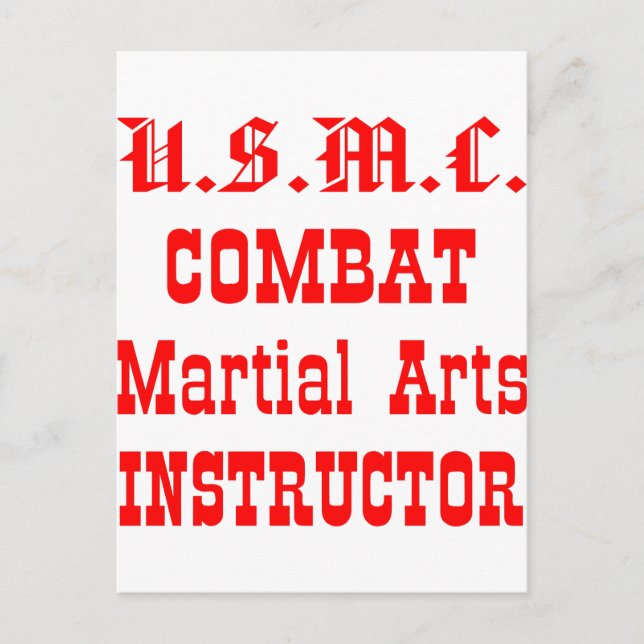 Carte Postale Instructeur en arts martiaux de combat de l'USMC (Devant)